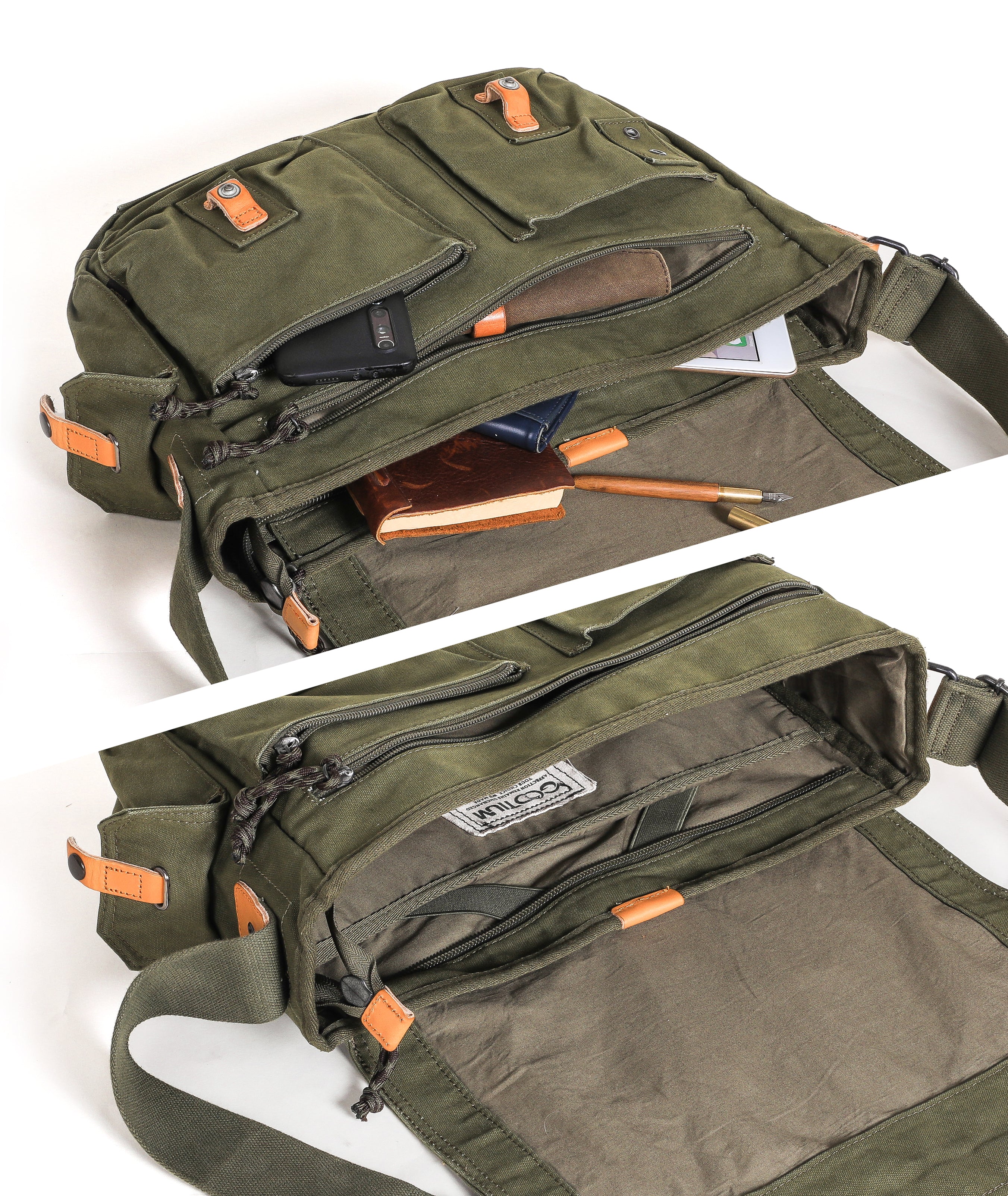 Men's vintage canvas messenger bags online