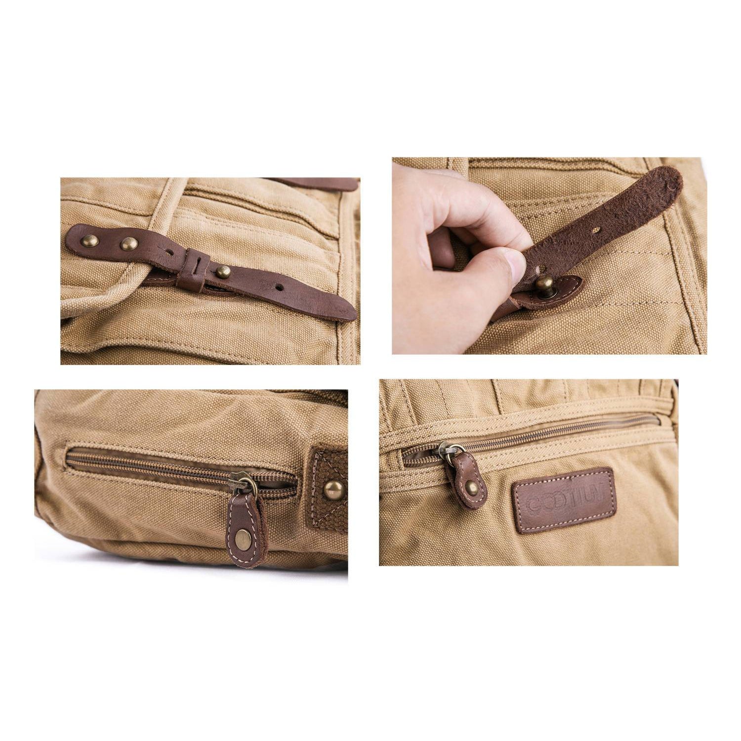 Gootium Canvas Messenger Bag - Vintage Crossbody Shoulder Bag Military  Satchel, Khaki