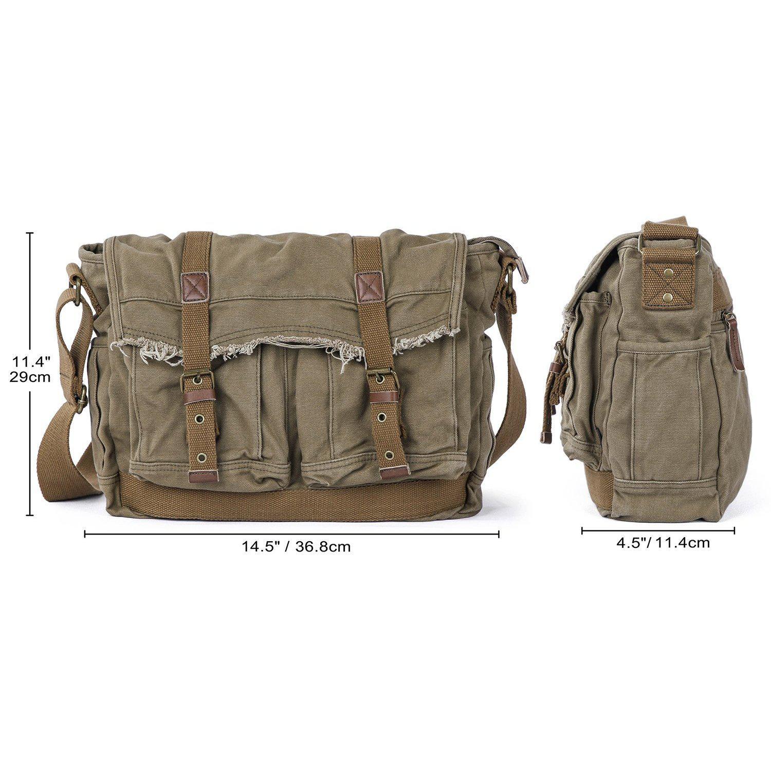 Military Canvas Messenger Bag Medium Size