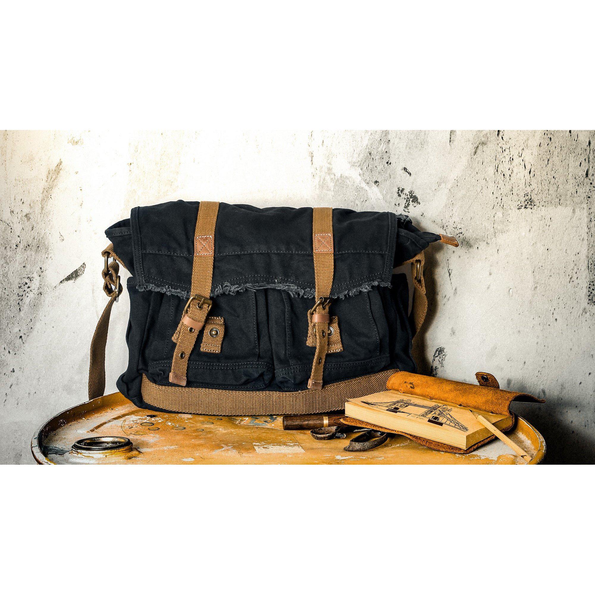 Gootium Vintage Canvas Messenger Bag Classic Cross-body Shoulder Bag, Khaki