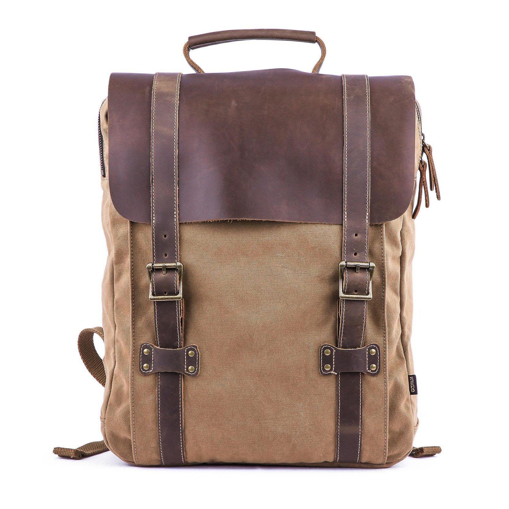 High-Quality Brown Fabric Canvas School Backpack